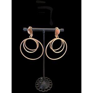 Cool Dangle 3 Hoops Pierced Latch-back Copper Gold Pierced Earrings Raquel